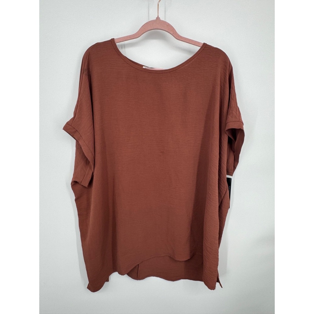 NWT Dailylook Mittoshop Oversized Blouse Women 3X Copper Scoop Neck Short Sleeve